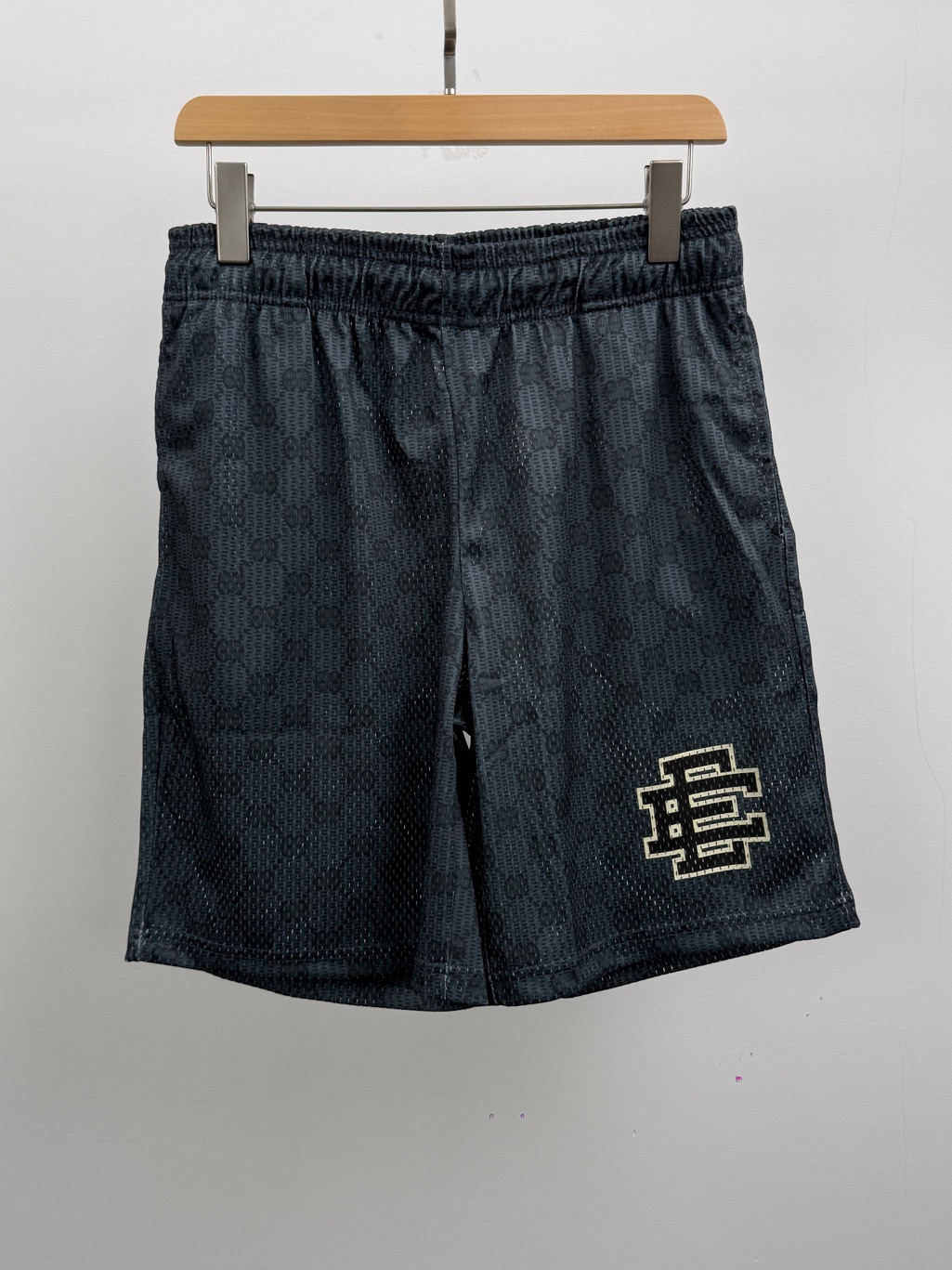 Men's Black Mesh Athletic Shorts With Logo